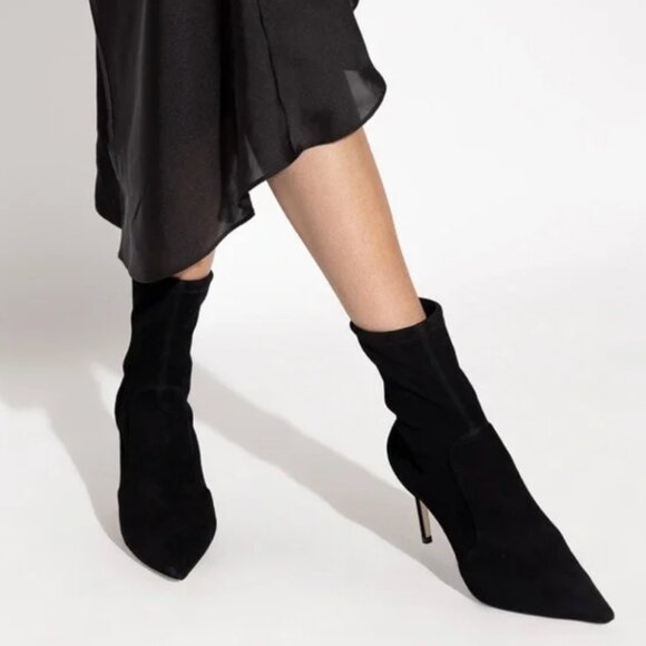 Stuart Weitzman black suede Stuart 75 stretch bootie - Picture 3 of 10